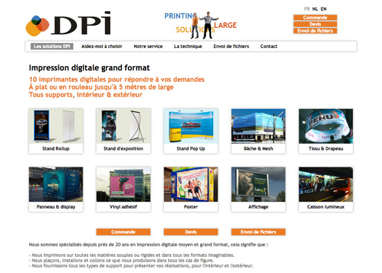 Site Internet de l'imprimerie DPI