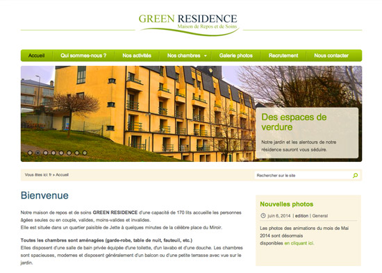 Création de site Internet de la maison de repos Green Residence